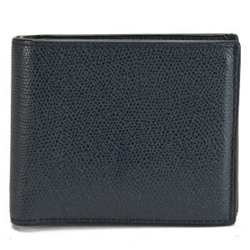 Valextra Bifold Wallet Purse Compact Leather Navy Blue Accessory